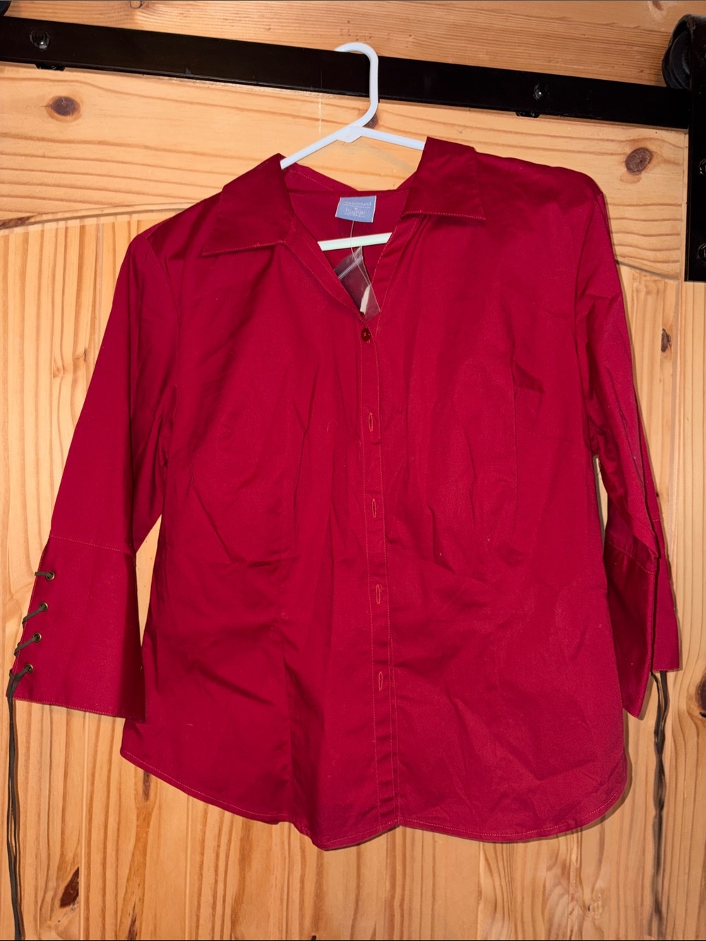 Westbound juniors size m  burgandy Button-Down Shirt with Side Lace-Up Cuff